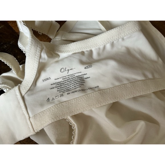 Olga Luxury Lift Underwired Bra 40DD Ivory 35063 Lace Nylon Full Coverage - Picture 8 of 8